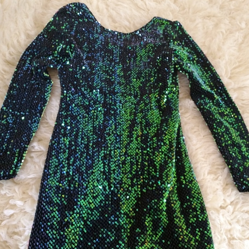 Motel Rocks Green Iridescent Sequin Dress
